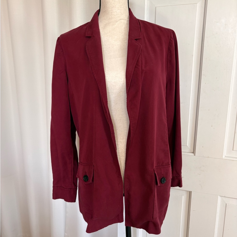 Banana Republic Dark Red Open-Front Blazer